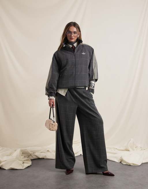 adidas Originals x ASOS - Veste de survêtement oversize à carreaux - Gris