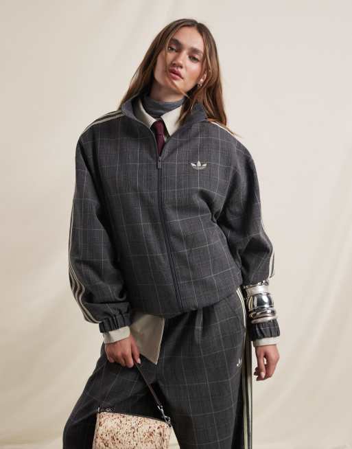 adidas Originals x ASOS - Veste de survêtement oversize à carreaux - Gris