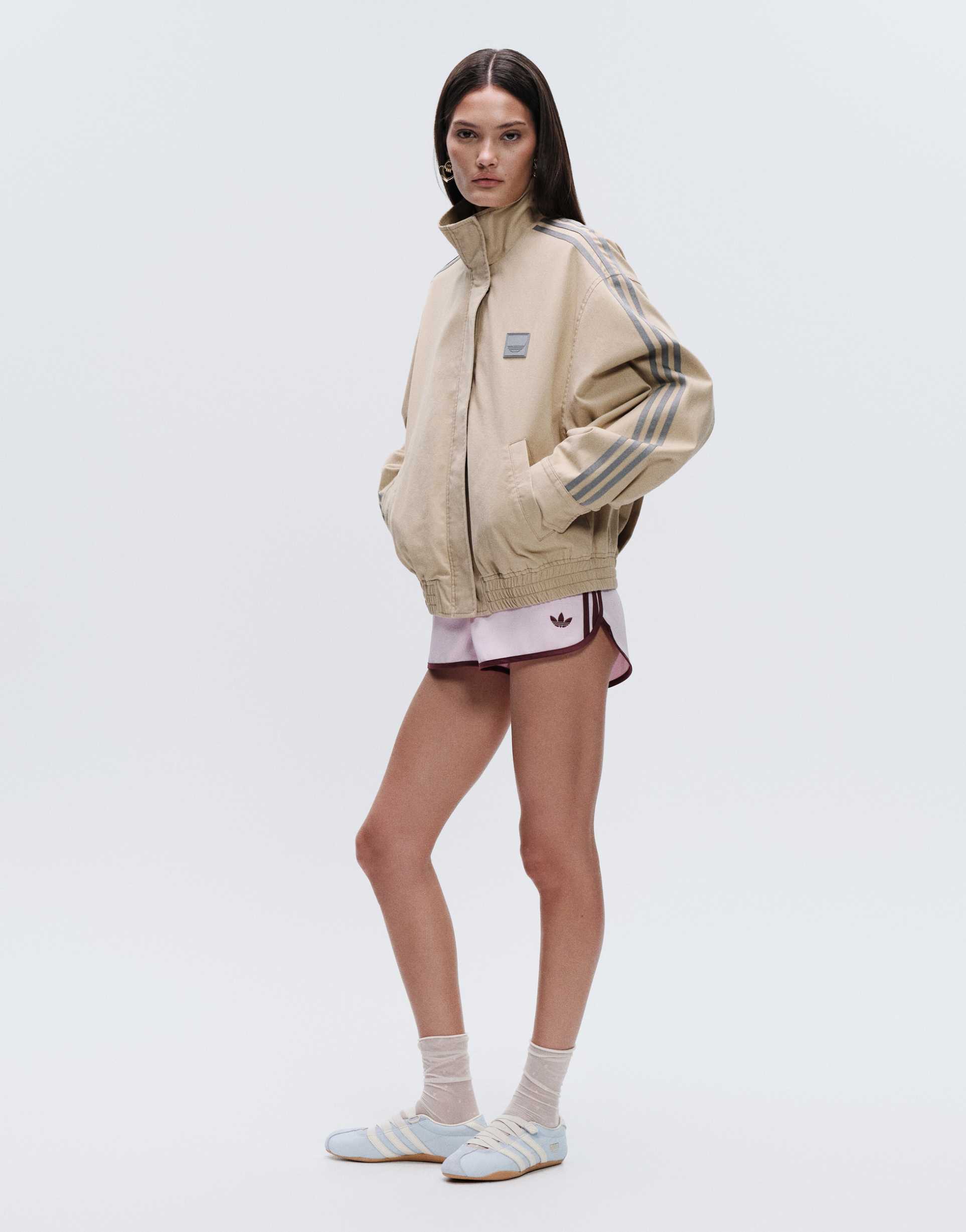 adidas originals x asos oversized track jacket with funnel neck in beige twill