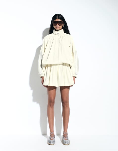 adidas Originals x ASOS - Oversized trainingstop en geplooide skort in lichtgeel - view 1