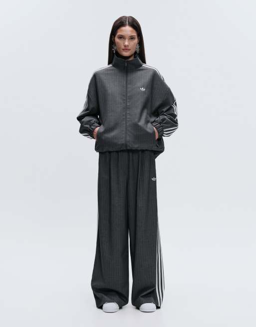 adidas Originals x ASOS oversized wide leg track pants in gray pin