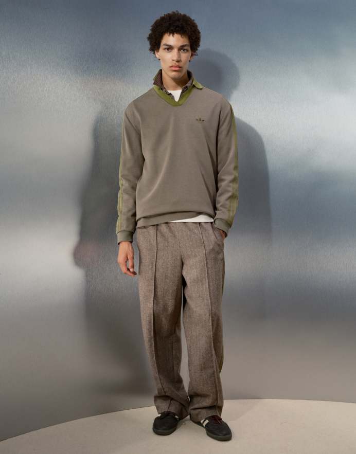adidas Originals x ASOS pantalones de chándal de mezcla de lana espiga marrón
