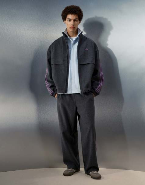 adidas Originals x ASOS pantalones de chándal grises de mezcla de lana espiga - view 1