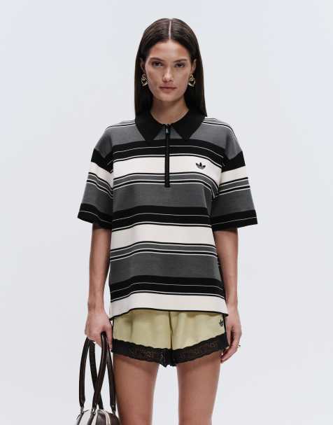 adidas Originals x ASOS - Polo oversize en maille à rayures - Kaki - view 1