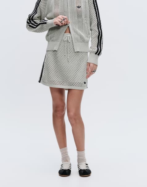 adidas Originals x ASOS - Regular-fit gebreide mini rok in saliegroen - view 1
