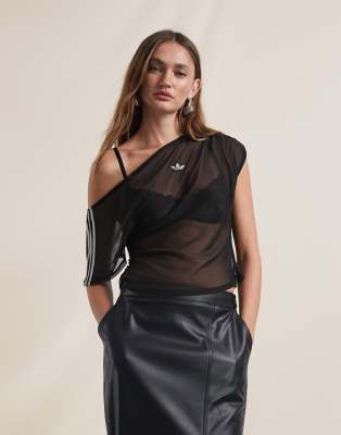 adidas Originals x ASOS adidas Originals x ASOS sheer asymmetrical top in black