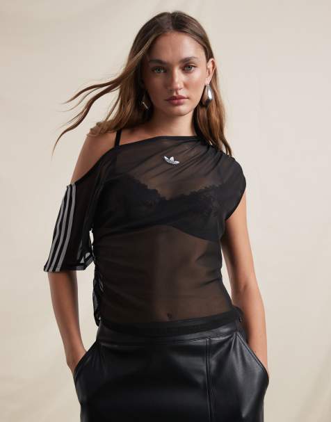 adidas Originals x ASOS sheer asymmetrical top in black