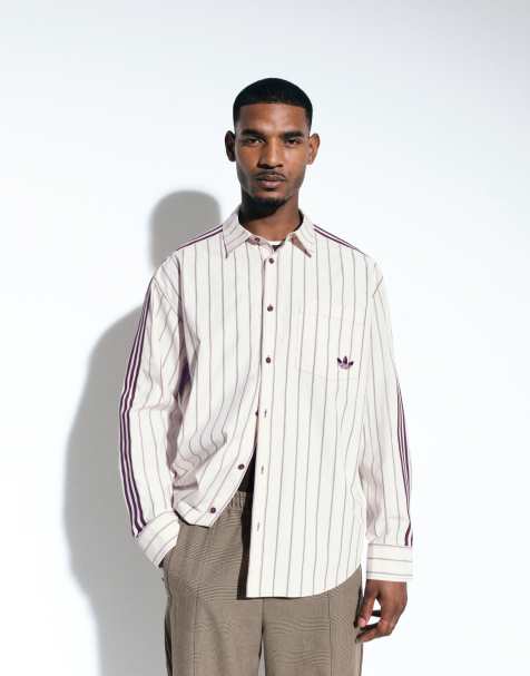 adidas Originals x ASOS skjorte i bordeauxstribe - view 1