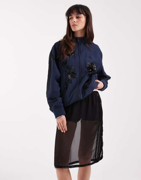 adidas Originals x ASOS – Svart, skir kjol med paljetter - view 1