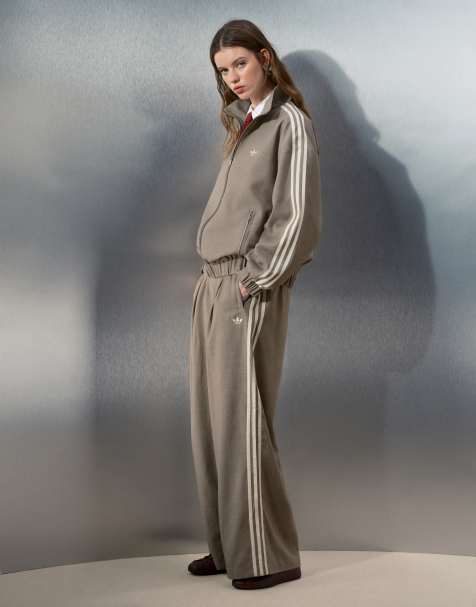 adidas Originals x ASOS tailored track pants in beige marl - view 1