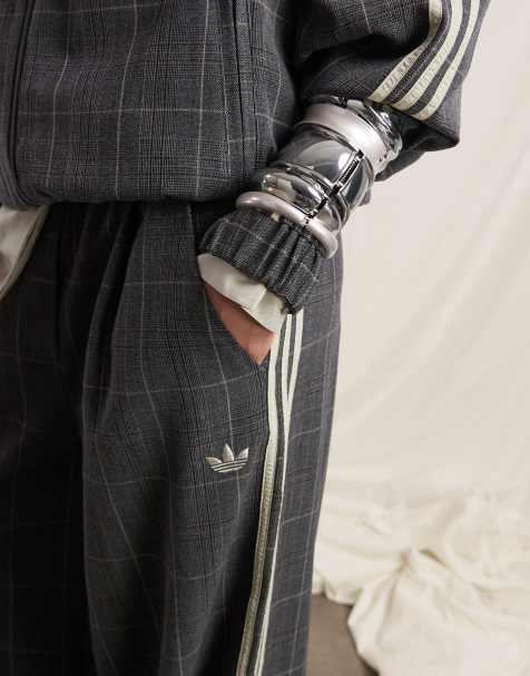 adidas Originals x ASOS tailored track pants in grey check - view 1