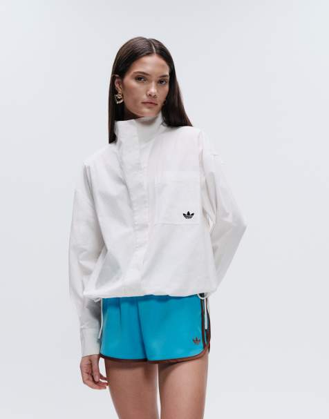 adidas Originals x ASOS three stripe sprinter shorts in blue - view 1