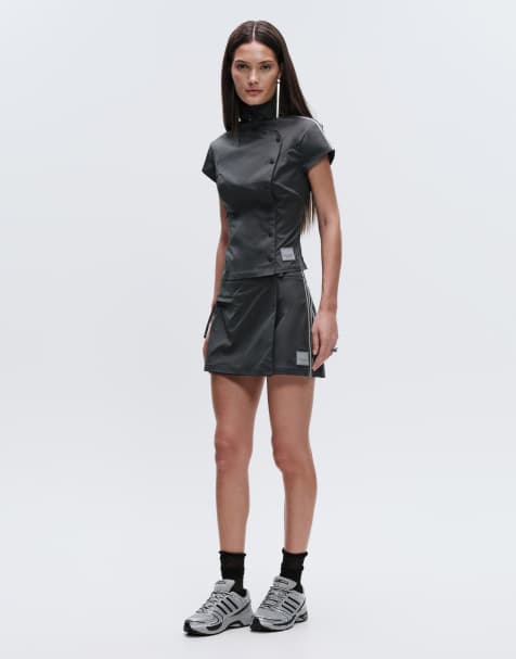 adidas Originals x ASOS - Top asimmetrico e minigonna grigio - view 1