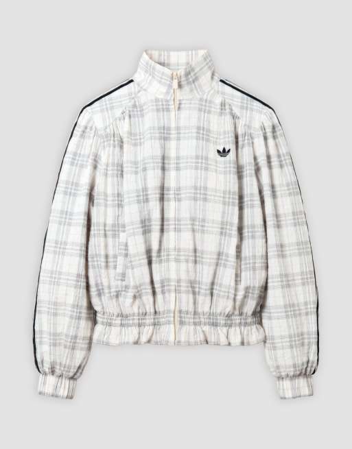 adidas Originals x ASOS track jacket in cream plaid seersucker