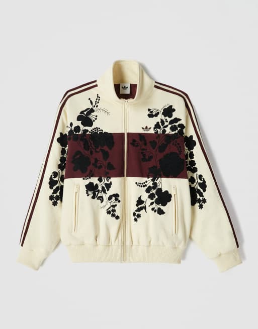 adidas Originals x ASOS - Veste de survêtement à fleurs brodées - Babeurre