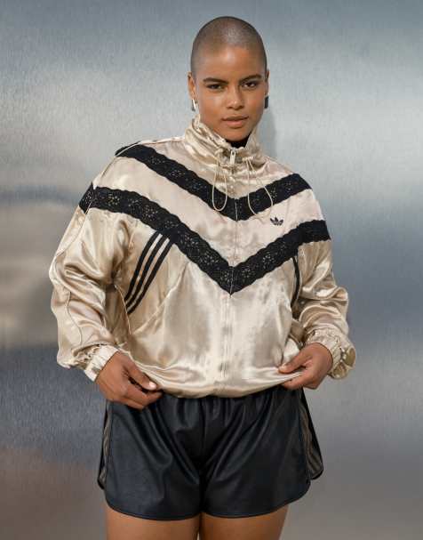 adidas Originals x ASOS track jacket with lace detail in stone - view 1