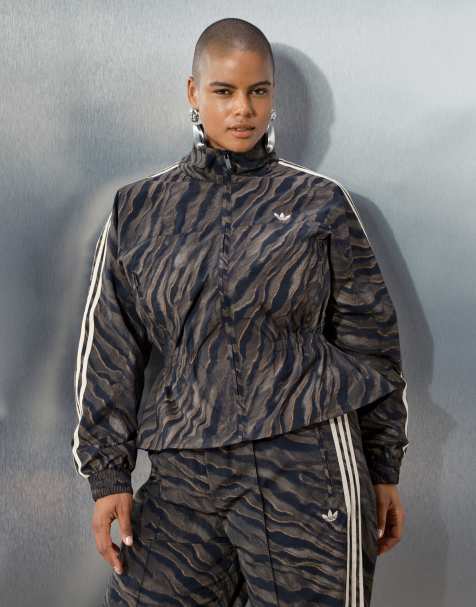 adidas Originals x ASOS track jacket with peplum in brown zebra print with cinched waist - view 1