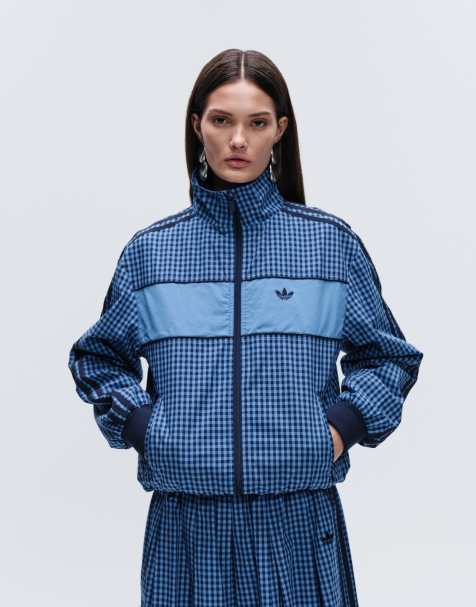 adidas Originals x ASOS - Trainingsjack met gingham ruit in blauw - view 1