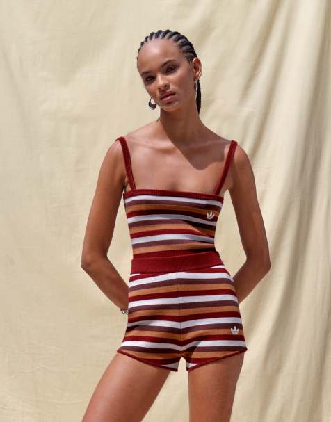 adidas Originals x ASOS – Vinrött, stickat linne med ränder, del av set - view 1