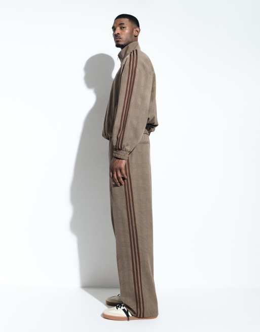 adidas Originals x ASOS wide leg track pants in brown plaid | ASOS