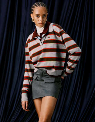 adidas Originals x ASOS adidas Originals x ASOS wool rugby top in grey stripe
