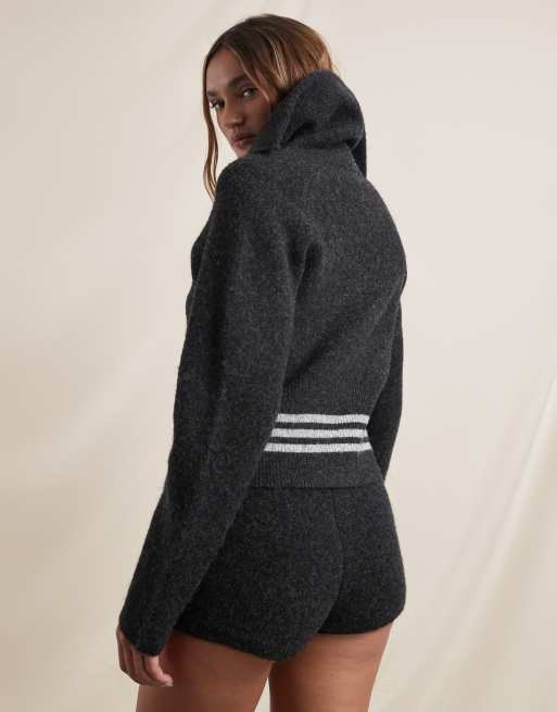 adidas Originals x ASOS zip up knit jumper with funnel neck in charcoal