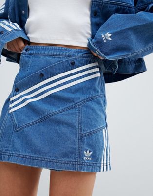 adidas originals x danielle cathari diagonal side stripe denim skirt