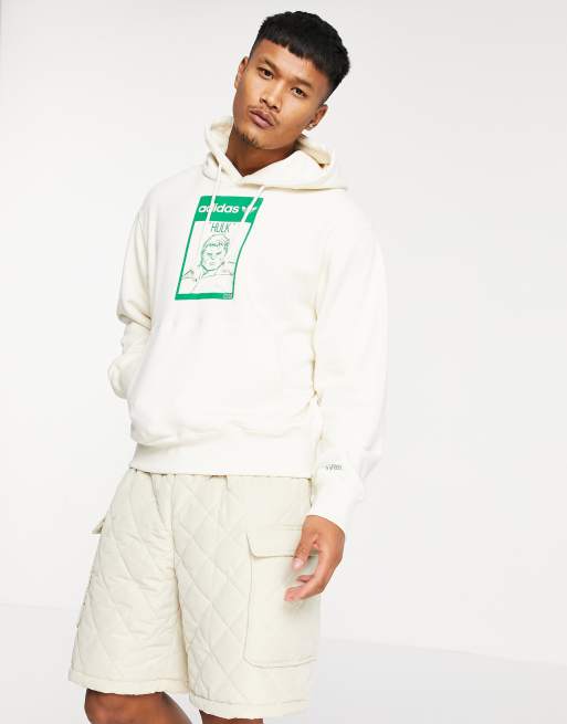 adidas Originals x Disney hoodie with Incredible Hulk print in off white