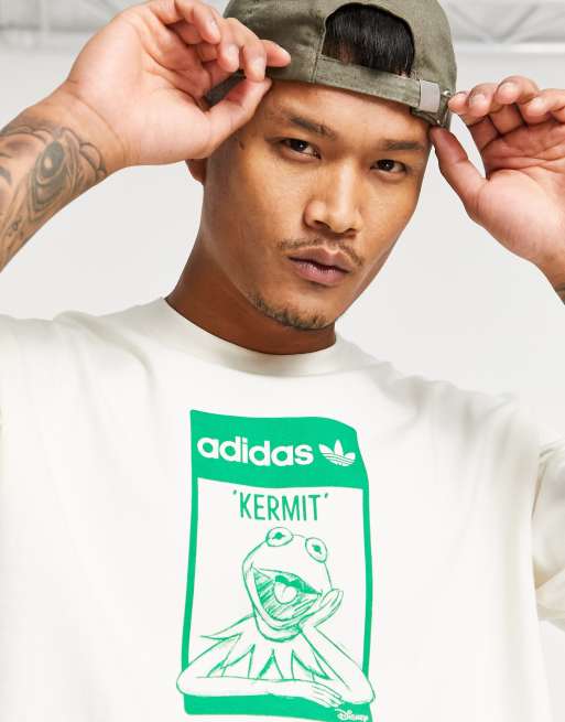 adidas Originals x Disney T shirt unisexe avec imprim Kermit la grenouille Blanc cass