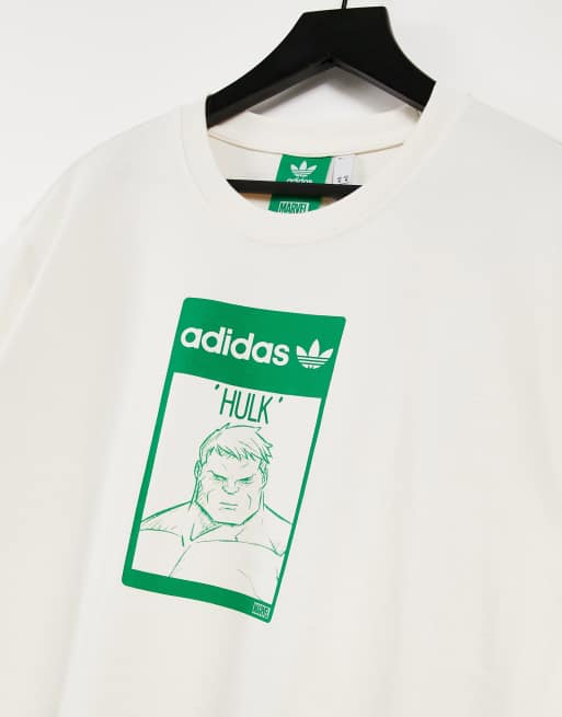 Adidas Originals X Disney T Shirt With Incredible Hulk Print In Off White Asos