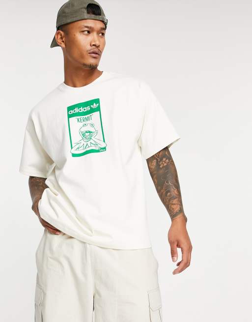 adidas Originals x Disney t-shirt with Kermit the Frog print in off white