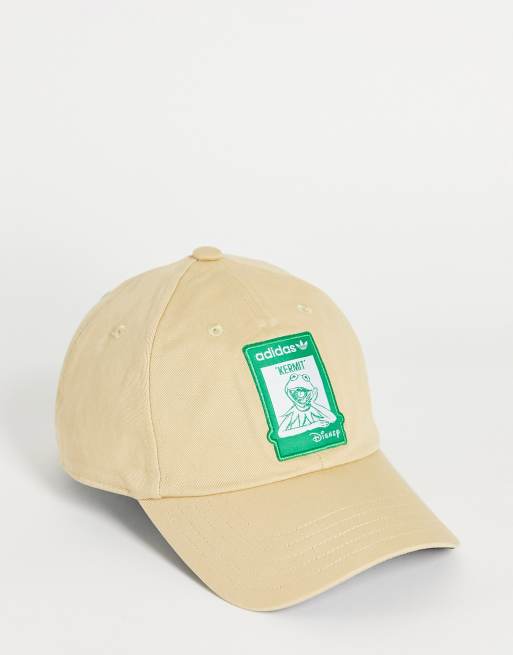 Adidas Originals X Disney Unisex Baseball Cap With Kermit The Frog Embroidery In Beige Asos