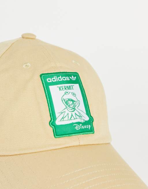 Adidas Originals X Disney Unisex Baseball Cap With Kermit The Frog Embroidery In Beige Asos