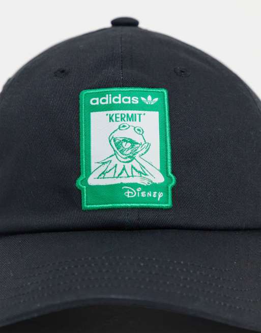 Adidas Originals X Disney Unisex Baseball Cap With Kermit The Frog Embroidery In Black Asos