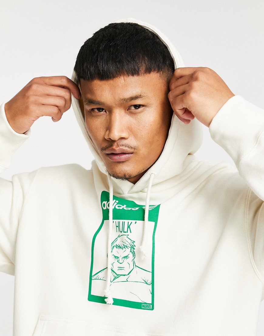 Adidas Originals x Disney unisex hoodie with Incredible Hulk print in off white