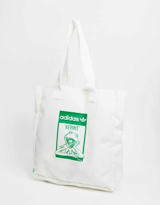 adidas Originals x Disney - Unisex tote met Kermit de Kikker print in wit