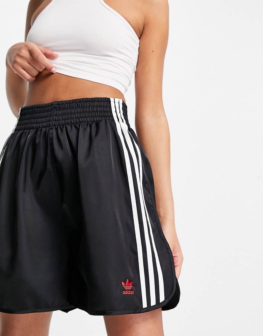 adidas Originals x Dry Clean Only 3-Stripes logo boxing style shorts in black
