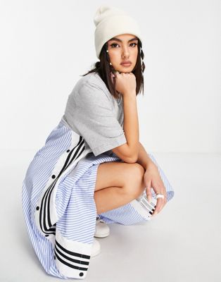 adidas Originals x Dry Clean Only jersey t-shirt dress with pinstripe twill in grey - ASOS Price Checker