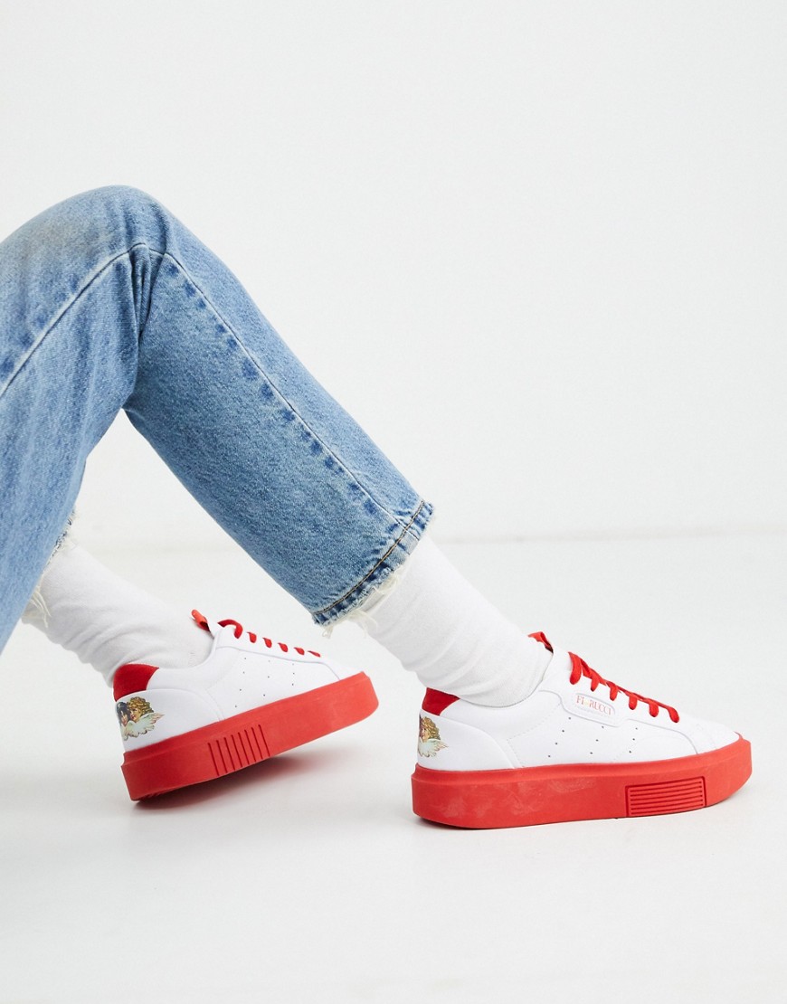 adidas Originals x Fiorucci - Super Sleek - Sneakers bianche e rosse-Bianco