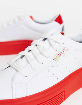 adidas x fiorucci super sleek trainers white & red