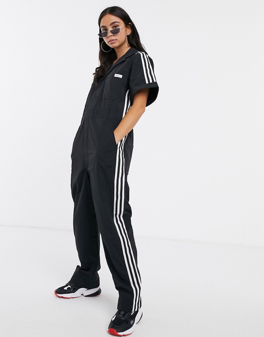 Adidas Originals x Fiorucci three stripe boiler suit in black