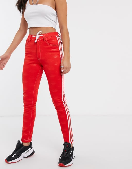 adidas Originals x Fiorucci three stripe track pant in red