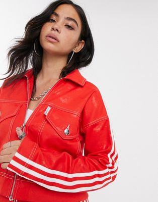 red adidas leather jacket