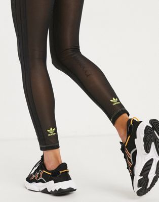 adidas originals x fiorucci trefoil mesh leggings in black