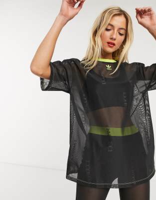 Adidas Originals X Fiorucci Black Sheer Sweater In Black