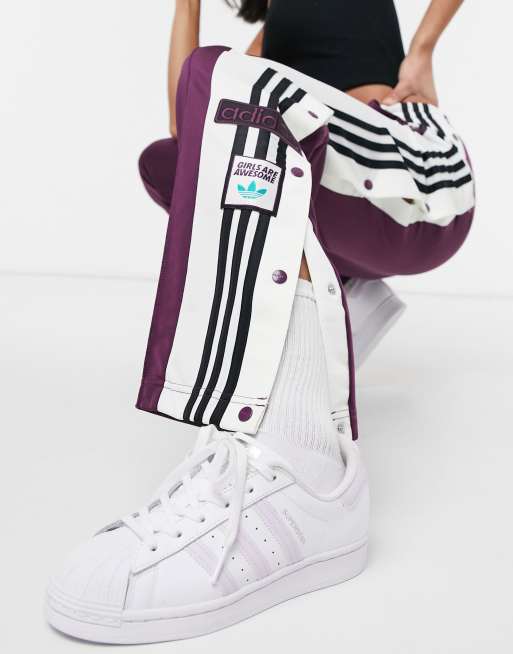 [ADIDAS] レディース ワイドパンツ WIDE LEG PANT 23SS パープル adidas Originals Women's Satin Wide Leg Track Joggers - Purple