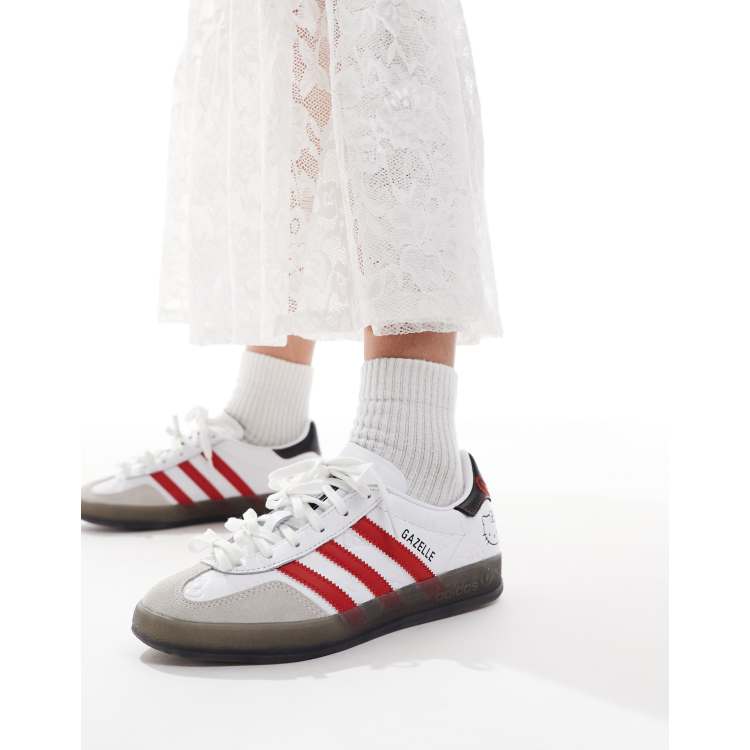 adidas Originals x Hello Kitty Gazelle Indoor sneakers in white and red |  ASOS