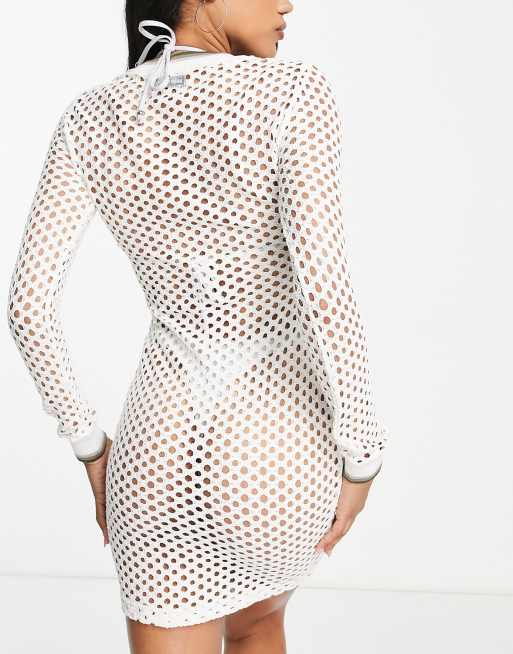 ivy park mesh dress adidas Originals x IVY PARK mesh mini dress in off white