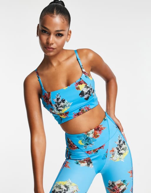 adidas Originals x IVY PARK printed bralette in blue, 3 of 4