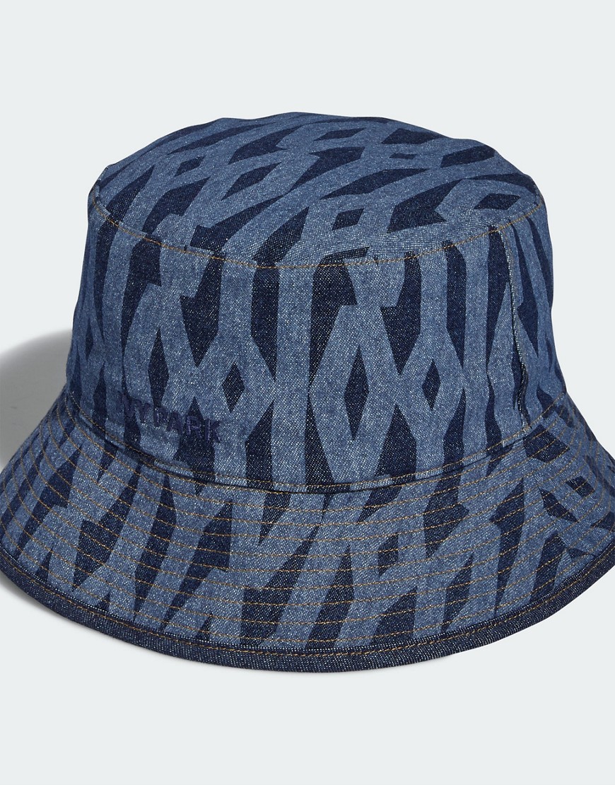 Ivy Park Adidas Originals X  Reversible Tonal Monogram Bucket Hat In Dark Navy-blues